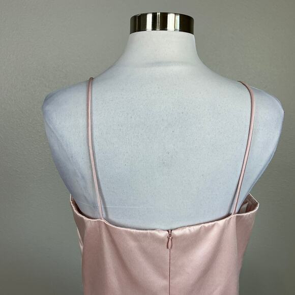 Betsy & Adam Satin Tiered Mini Fit and Flare Cocktail Dress Blush Pink Size 10 - Picture 10 of 13